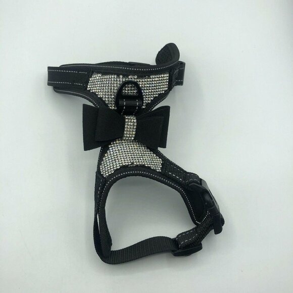 3/$30  Rhinestone Dog Harness Reflective Bling Nylon Dog Vest with Sparkly Bow - Picture 1 of 11